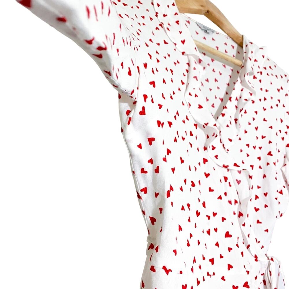 Rails Simone Heart Print Wrap Crop Ruffle Peplum … - image 4